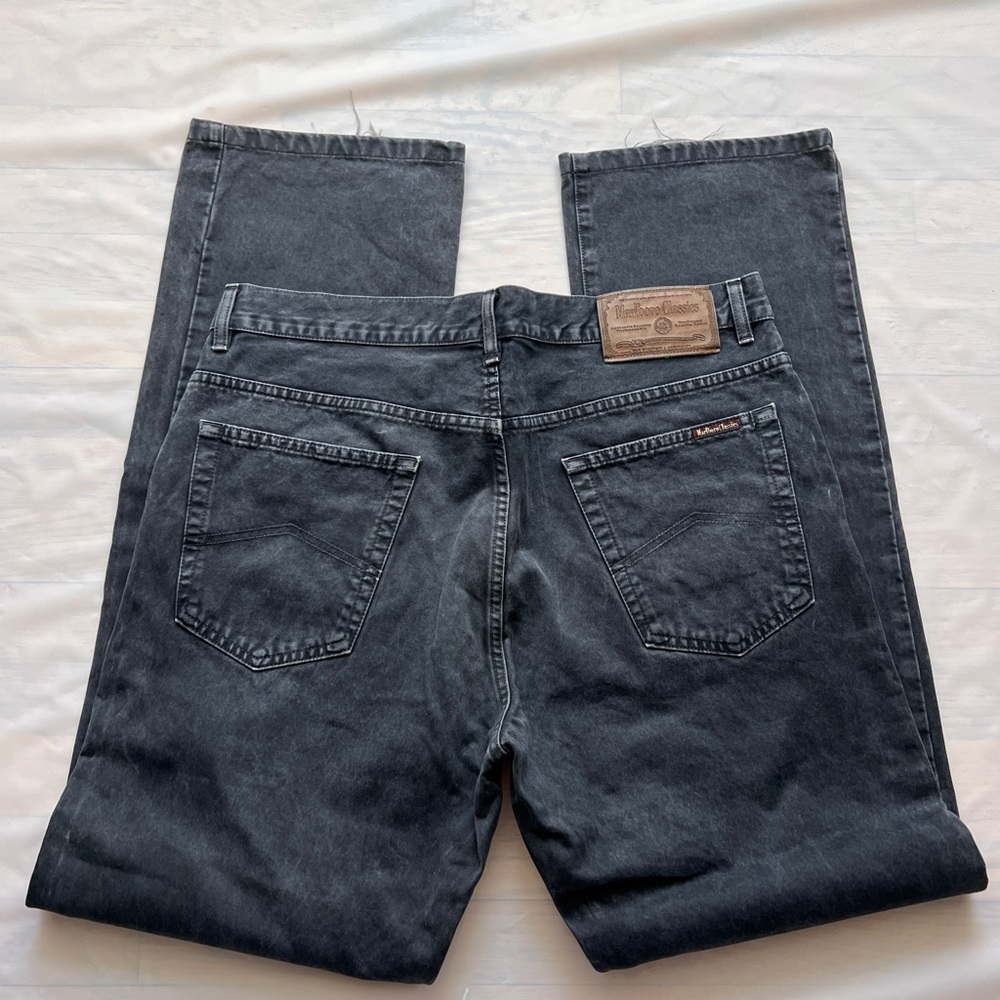 Marlboro Classic Grey Stone Wash Jeans Vintage 90s denim buttons fly W38 L34